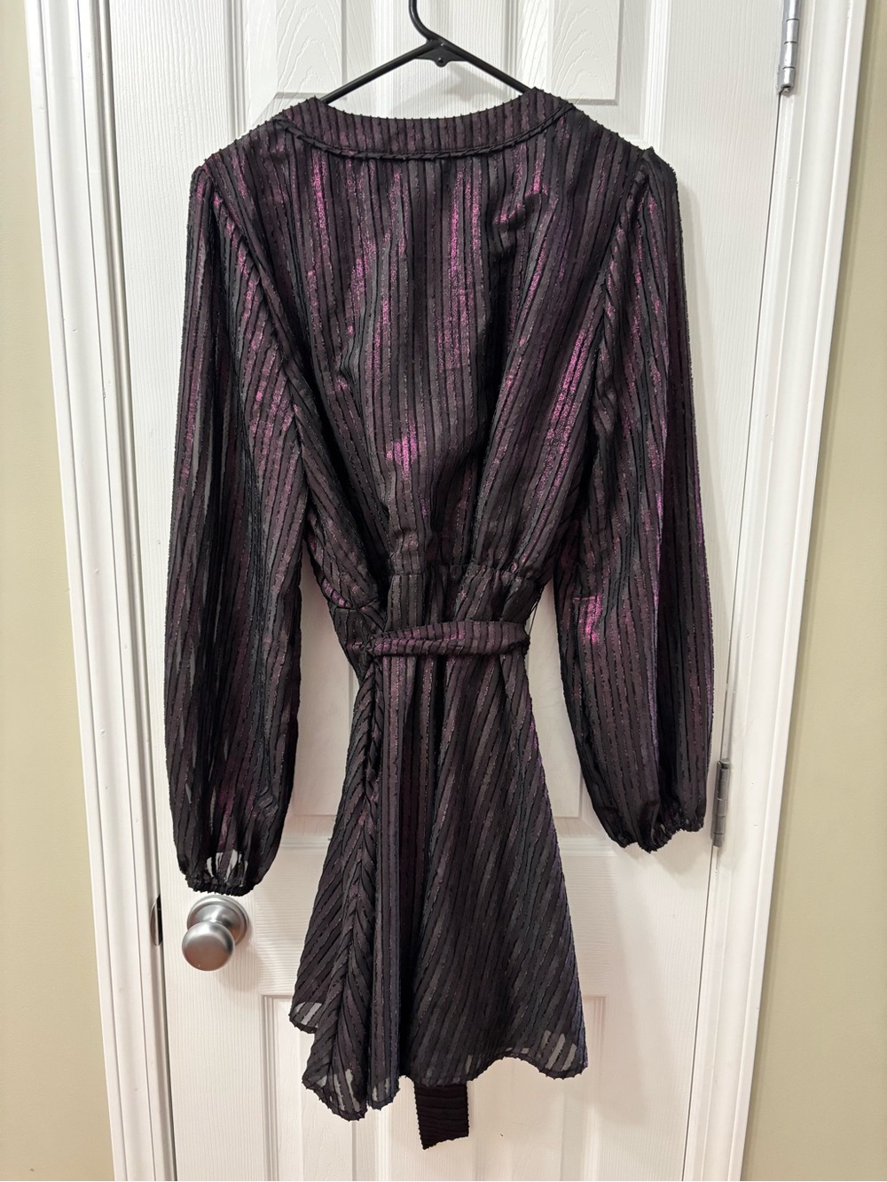 ModCloth Time To Shine Metallic Purple Mock Wrap Dress Women’s Size XL - Picture 4 of 5